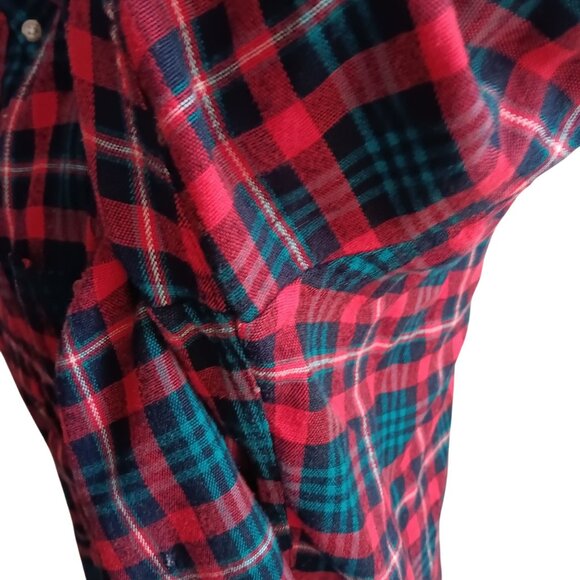 Vintage Mens Flannel Shirt XLT XL TALL 70's RED/GREEN ACRYLIC PLAID RELIC LOGGER - Picture 5 of 11